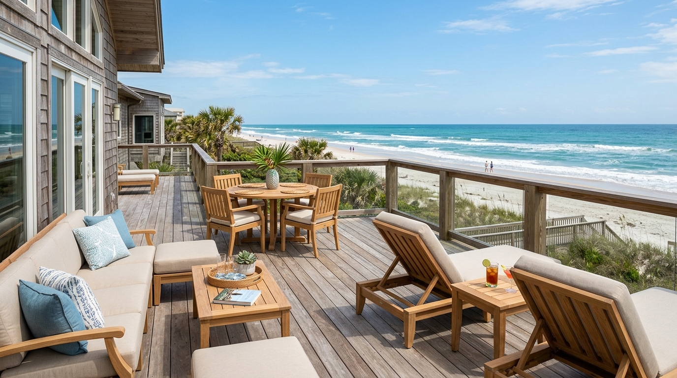 Wooden deck of a Florida beach house