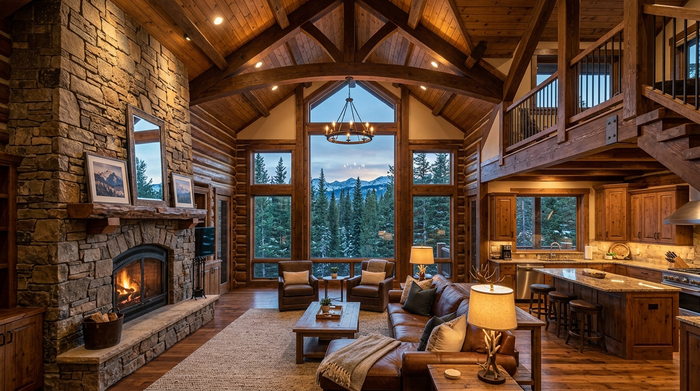 Cozy mountain cabin interior